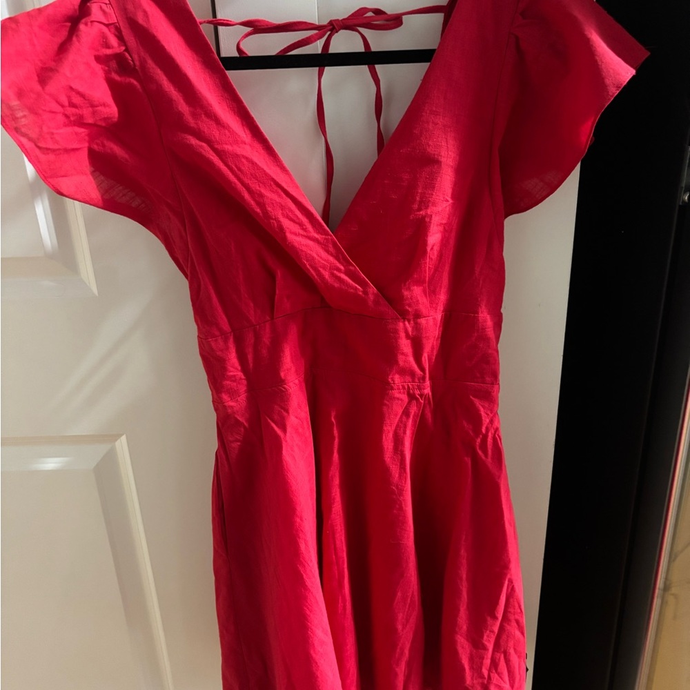 Lulu's Red Flutter Sleeve Wrap Dress